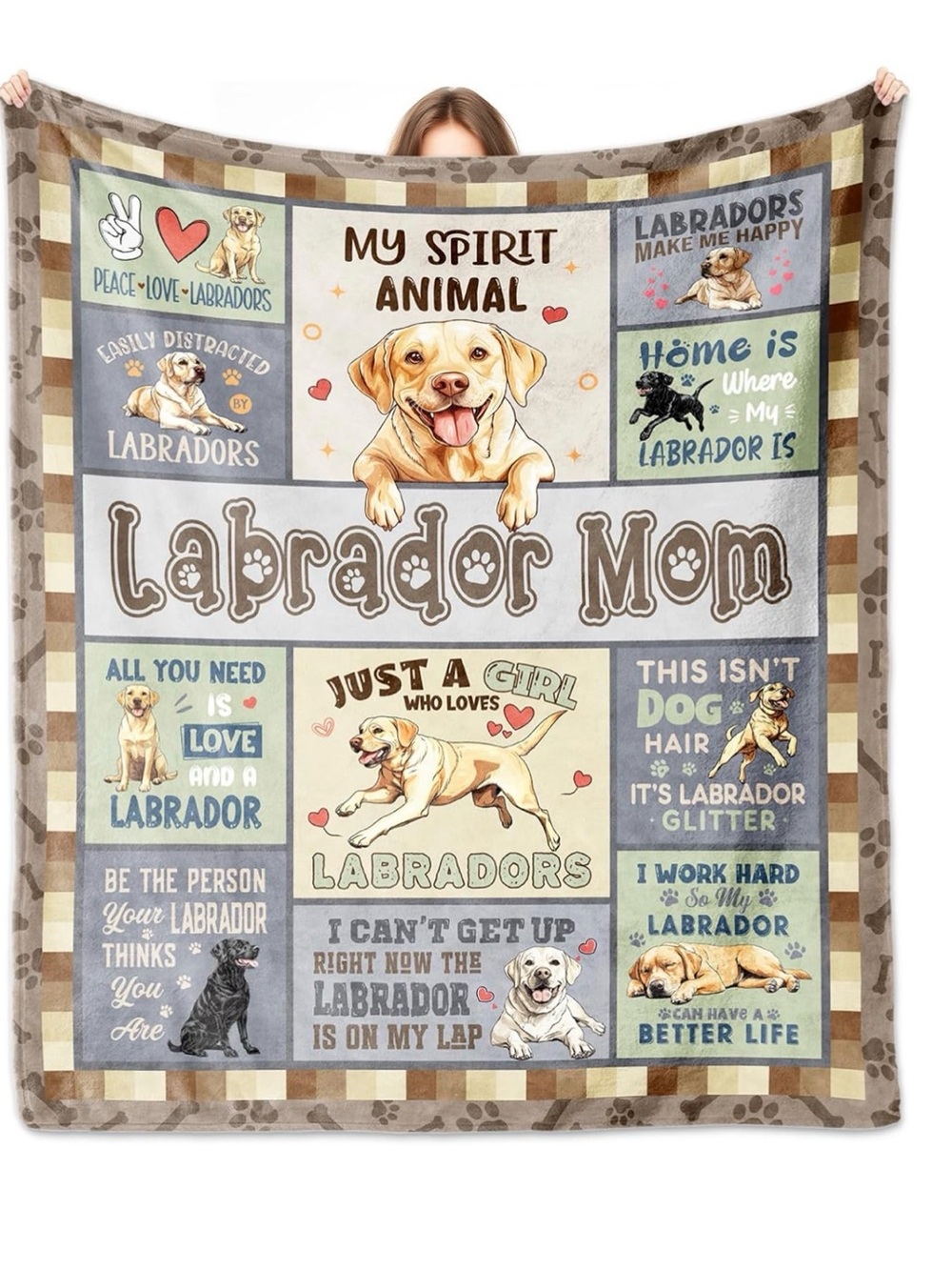 Labrador Mom Throw Blanket - Multi Color NWT
